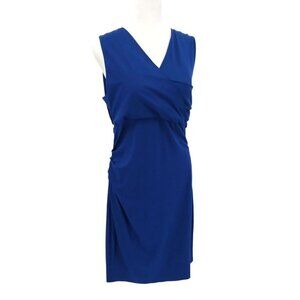 DVF Diane Von Furstenberg Parker Jersey Dress Sz 10 Stretch Ruched Surplice Blue